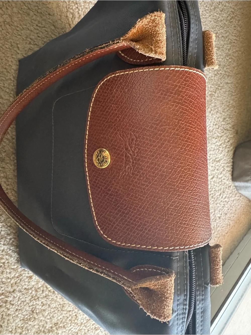 Longchamp Tote with Brown Leather Trim and Strap *REPOSHING* - Picture 2 of 8